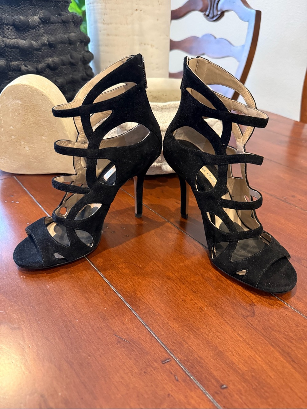 Michael Kors Black Suede Strappy Stiletto Sandals